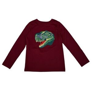 Lands’End Boys T-Rex Embroider Long Sleeve Cotton T-Shirt Size M (8)
